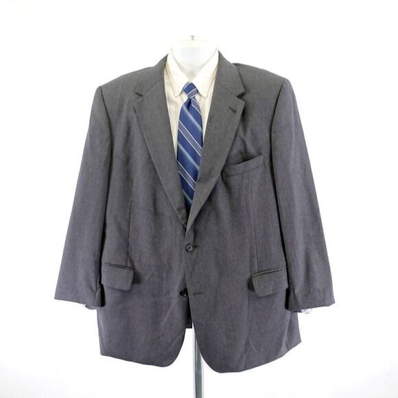 DAMAGED Jos A Bank Portly Gray Wool‎ 46R Tagged 46S 2 Button Suit Jacket - Picture 4 of 12